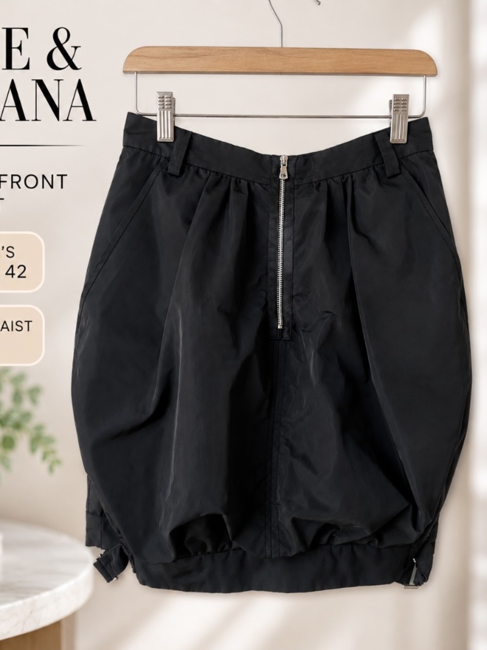 Dolce & Gabbana Women’s Black Zip Front Skirt IT 42 US 6